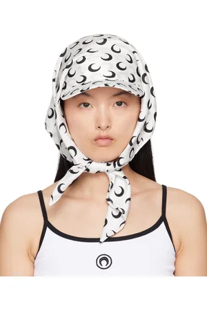 Marine Serre SSENSE Exclusive White & Black Regenerated Silk Veiled Cap