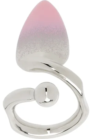 Justine Clenquet Silver & Pink Sam Nail Ring