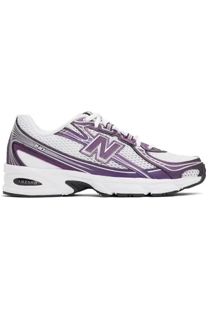 New Balance White & Purple 740 Sneakers