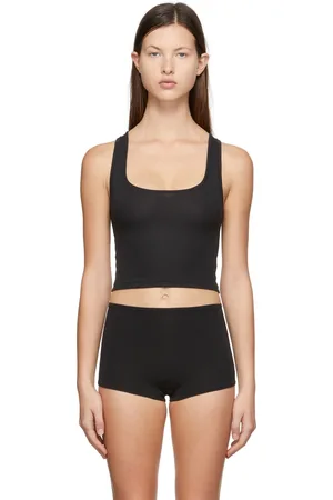 SKIMS Black Cotton Rib Tank Top