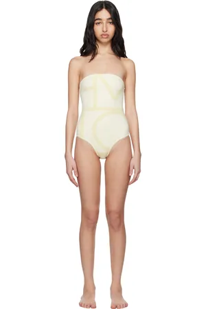 Totême Beige Monogram Strapless Swimsuit
