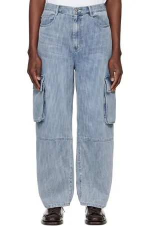 Solid Blue Cargo Jeans