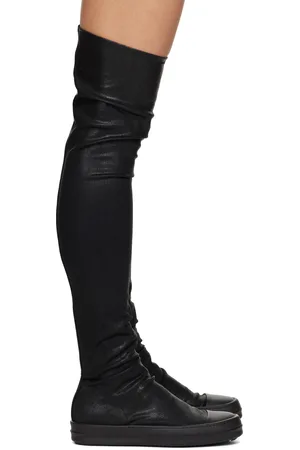 Rick Owens Black Hollywood High Sock Sneaks Tall Boots