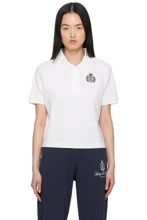 Sporty & Rich White H&W Crest Pique Polo