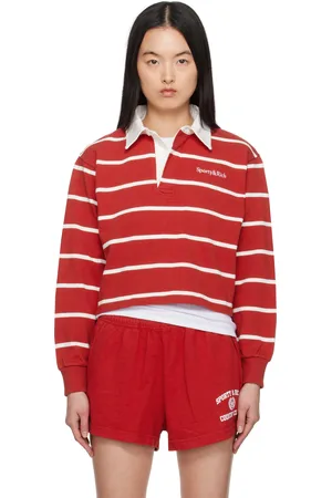 Sporty & Rich Red & White Serif Logo Rugby Polo