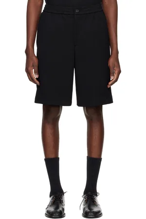 Solid Black Textured Knit Shorts