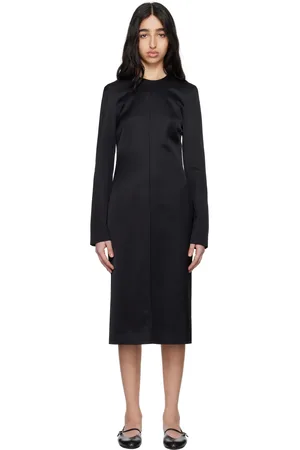 Totême Black Lean Satin Midi Dress
