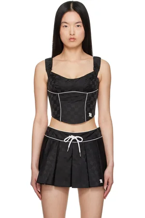 MISBHV Black Monogram Nylon Corset Top