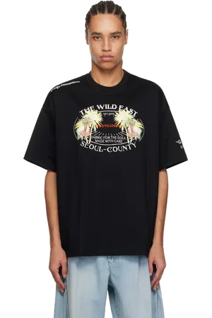 WOOYOUNGMI Black Palm Tree Graphic T-shirt