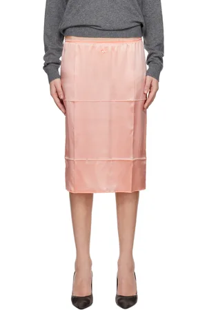 Commission Pink Creased Slip Midi Skirt