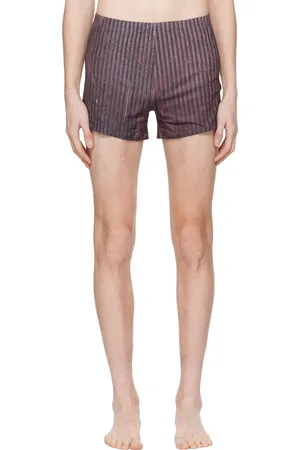 Serapis Burgundy Aub Stripes Swim Shorts