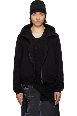 JULIUS Black Seamed Hoodie