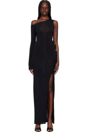 Nensi Dojaka Black One Shoulder Maxi Dress