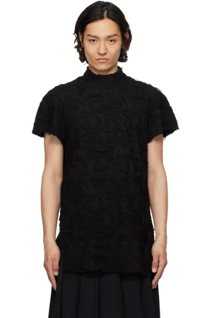 JULIUS Black Fibroin Mock Neck T-shirt