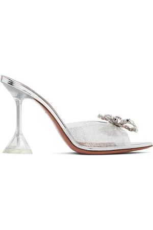 Amina Muaddi Transparent Rosie Glass Heeled Sandals