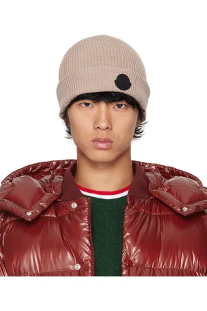 Moncler Taupe Logo Patch Beanie