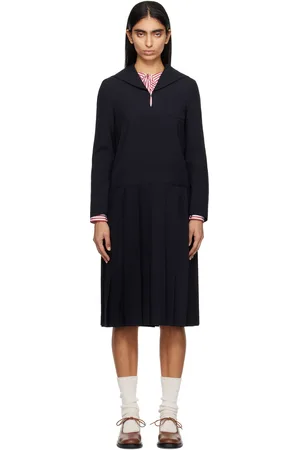 Comme des Garçons Navy Tropical Wool Sailor Midi Dress