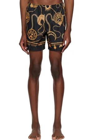 Marine Serre Black & Gold Straight-Leg Swim Shorts