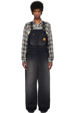 KHOKI Black Vintage-Effect Work Overalls