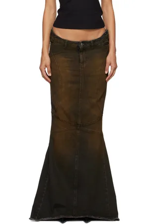 Mowalola Brown Mermaid Denim Maxi Skirt