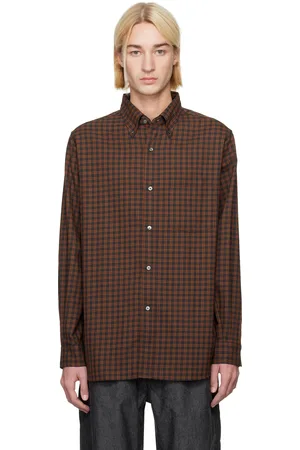 NANAMÍCA Gray & Orange Button Down Wool Plaid Shirt