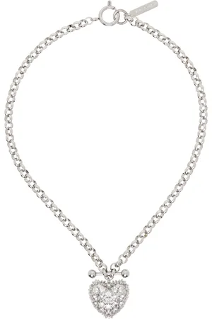 Justine Clenquet Silver Heart Crystal Necklace