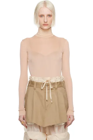 Maison Margiela Beige High-Neck Bodysuit
