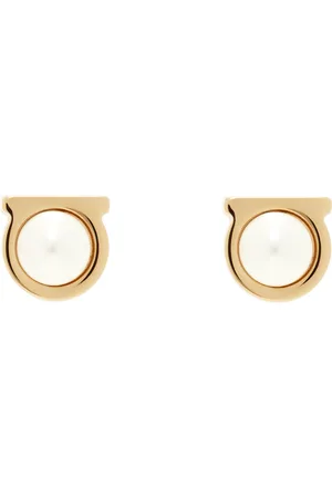 Salvatore Ferragamo Gold Gancini Pearl Earrings