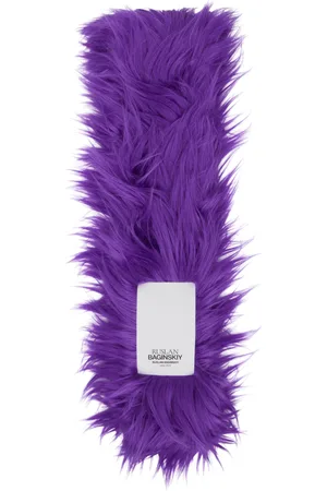 Ruslan Baginskiy Purple Faux-Fur Logo-Patch Scarf