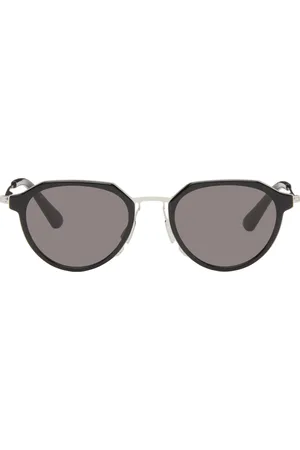 Bottega Veneta Black & Silver Ultrathin Panthos Sunglasses