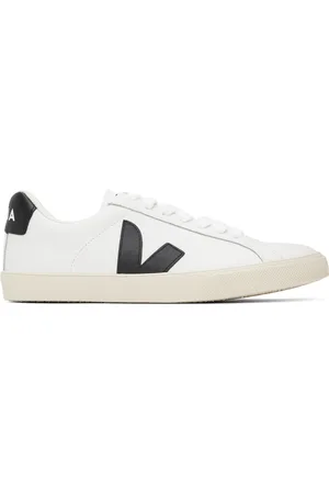 Veja White & Black Esplar Leather Sneakers