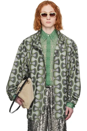 DRIES VAN NOTEN Gray & Khaki Graphic Jacket
