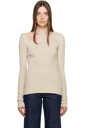 Low Classic Beige Cutout Long Sleeve T-Shirt