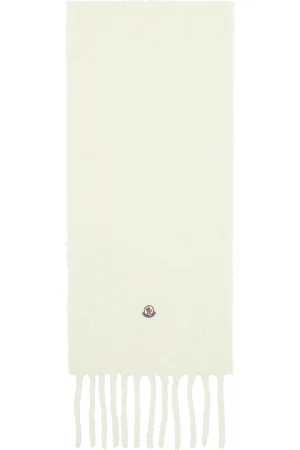 Moncler Off-White Fringed Scarf