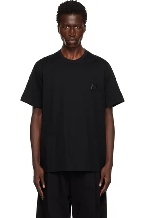 WOOYOUNGMI Black Wave Graphic Back Logo T-shirt