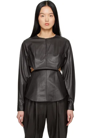 Issey Miyake Brown Figure Faux-Leather Shirt