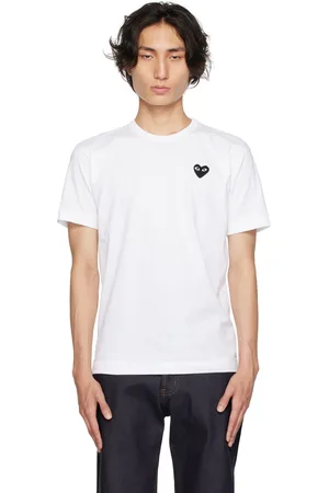 Comme des Garçons White & Black Heart Patch T-Shirt