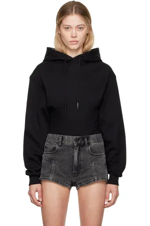 MUGLER Black Hoodie Bodysuit