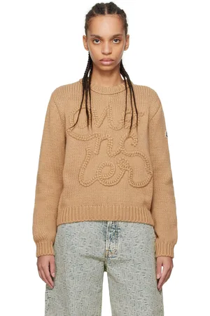 Moncler Beige Embroidered Logo Cotton Sweater