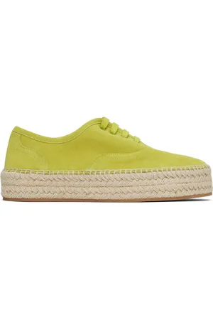 J.W.Anderson Yellow Suede Lace-Front Platform Espadrilles