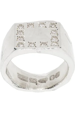 The Ouze Silver Diamond Box Signet Ring