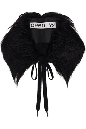 OPEN YY Black Faux Fur Collar Scarf