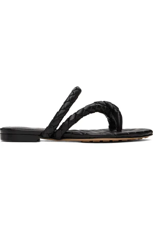 Bottega Veneta Black Leaf Flat Sandals