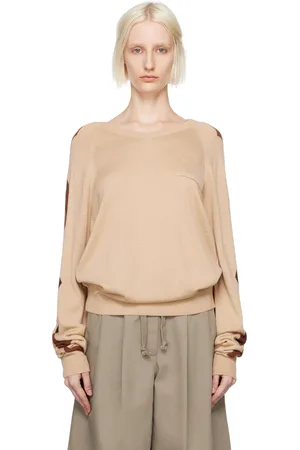 OPEN YY Beige Argyle V-Neck Sweater