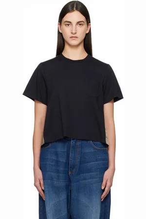 SACAI Navy & Khaki Mix Cotton Jersey T-shirt