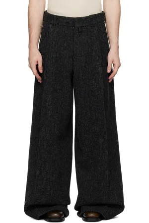 DRIES VAN NOTEN Black Wide Pleated Trousers