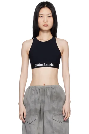 Palm Angels Black Cropped Mock Sport Top