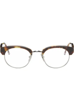 Thom Browne Brown & Silver Oval Glasses
