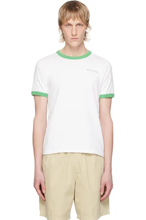 Sporty & Rich White Serif Ringer T-Shirt