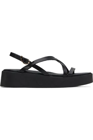 Ancient Greek Sandals Black Silia Sandals